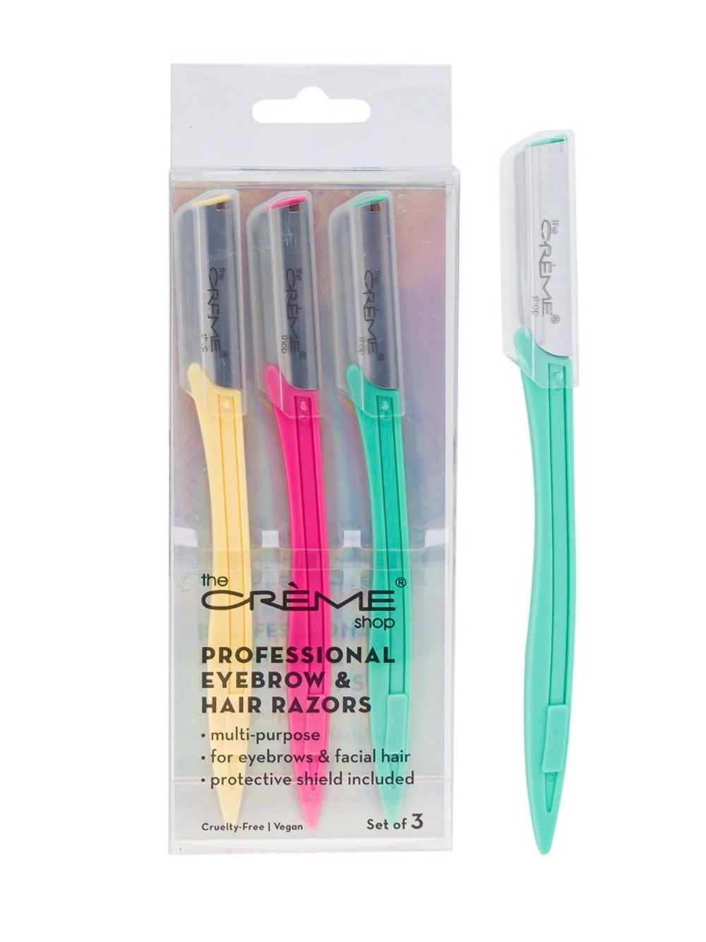 5/$35 NIB The Crème Shop Professional Eyebrow & Hair Razors, set of 3